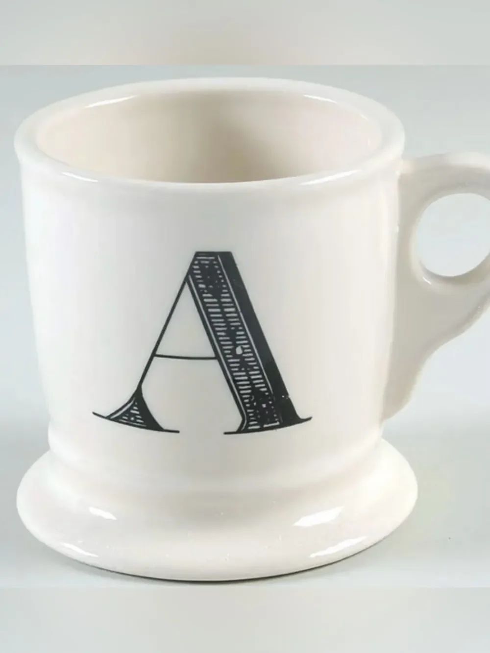 Anthropologie Monogram Letter A White Black Coffee Mug Cup